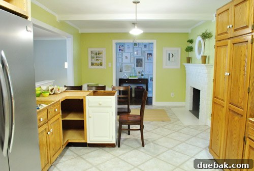 Optimize Your Kitchen: Filling Stove-Side Cabinet Gaps 24 Panoramic view of the kitchen after initial painting