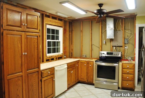 Kitchen in a state of complete demolition