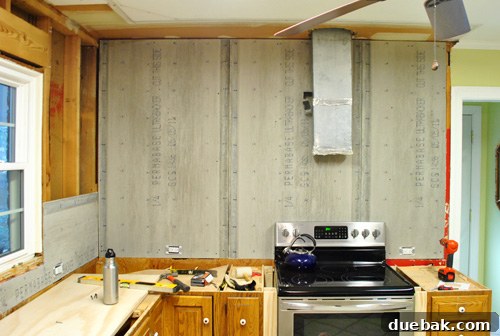 Kitchen wall with outlet for future range hood