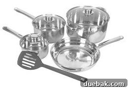 Chefmate 100 Stainless Steel 8-Piece Cookware Set Chefmate 100 Stainless Steel 8-Piece Cookware Set