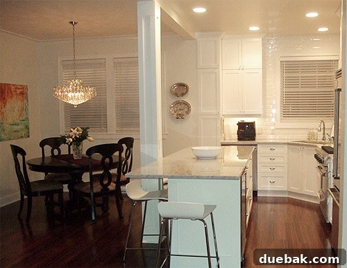 Crafting a Dream White Kitchen with Simply White Cabinetry 5 Kitchen Island with Modern Stools