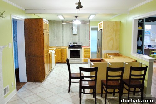 Kitchen nearing completion, ready for counter installation