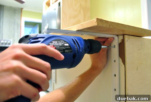 Securing a counter support bracket with screws