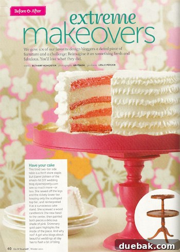 Two-tiered table transformed into a cake stand by Style Me Pretty