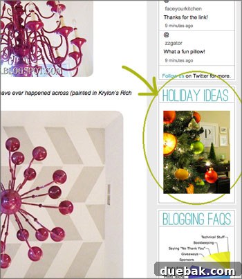 Image showcasing holiday ideas button on sidebar.