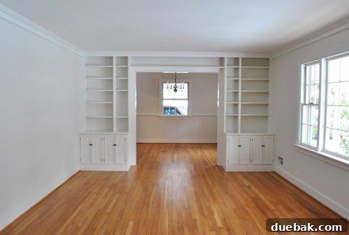 Empty dining room in the new house, ready for furniture and family gatherings.
