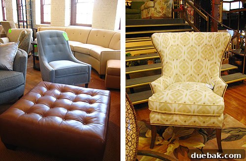Collection of unique chairs and an ottoman at Green Front Furniture