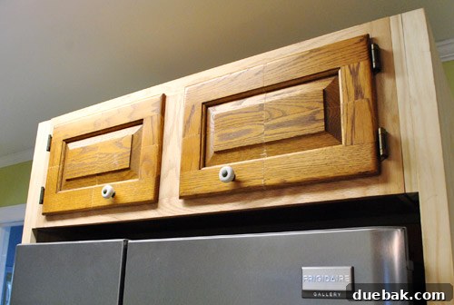 Close-up of a joined cabinet door, highlighting the seam before finishing.