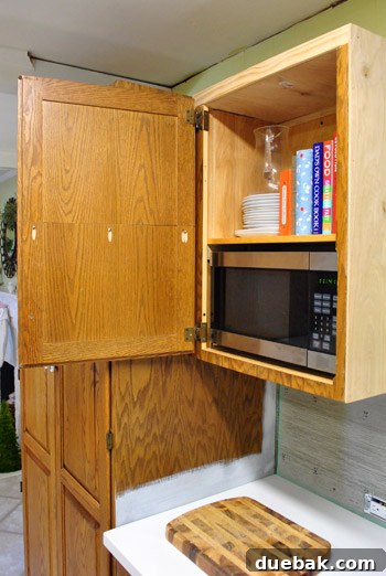 A modified cabinet door, now perfectly sized for its new location.