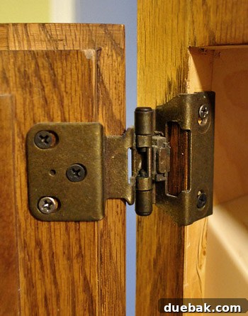 Close-up of a partial inset cabinet door showcasing its unique fit and frame.