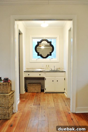 January's Standouts 9 Mirror hung in front of a window above a bedroom sink, reflecting natural light