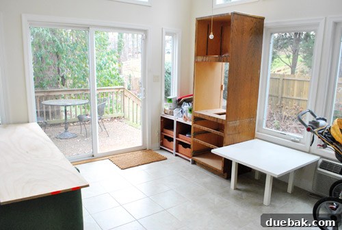 Organized sunroom after renovation cleanup
