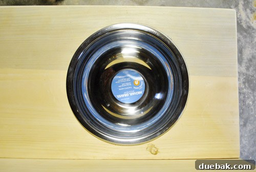 Close-up of the installed play kitchen sink