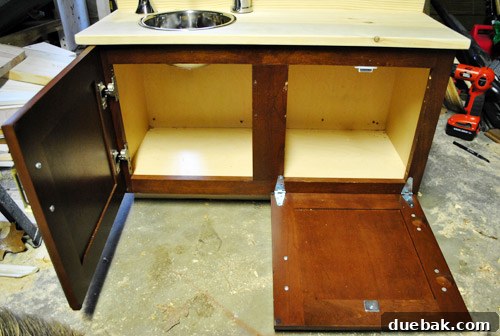 Cabinet door converted to an oven door with fence hinges