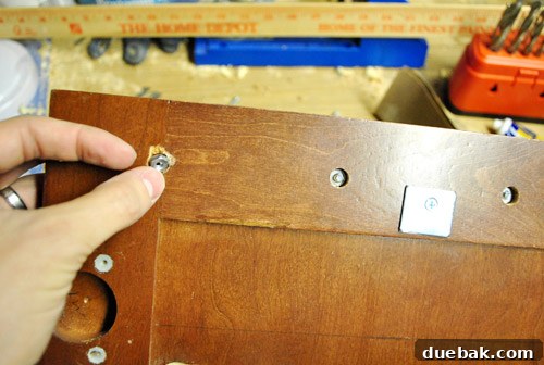 Kreg Jig drill bit being used for oven knob installation