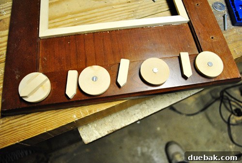 Preview of assembled play kitchen oven knobs