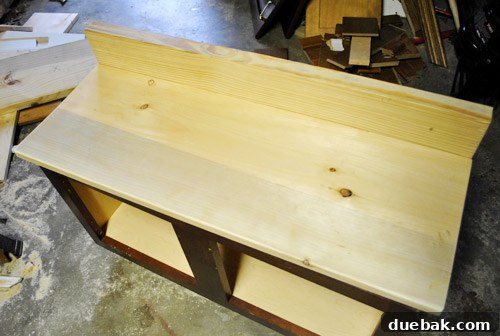 Progress shot of the play kitchen counter being installed