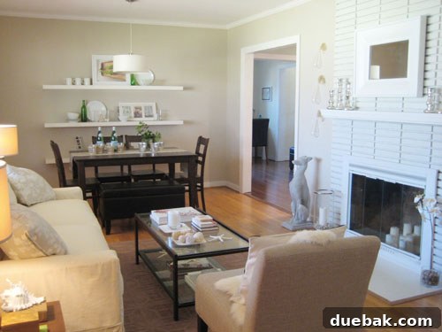 livingroomafter Neutral living room before styling for a spring photoshoot