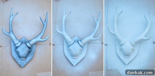 Completing Your Home's Loose Ends 3 Faux deer head undergoing spray painting transformation with thin coats
