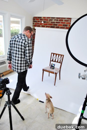 Another artfully arranged vignette, showcasing a book project.