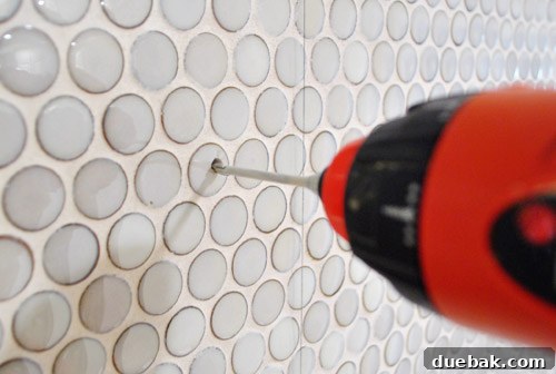 Drilling into kitchen tile for range hood installation