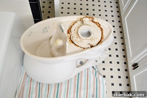 Rock-Solid Toilet: Easy DIY Fix 15 Dirty underside of toilet bowl with lefover wax ring residue