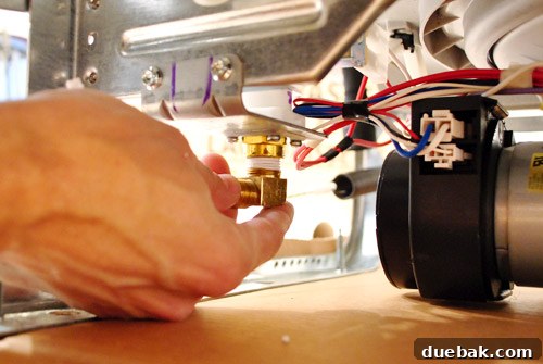 Attaching 90-degree elbow to new dishwasher