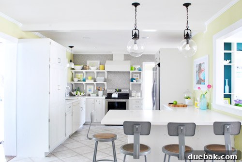 Pendant Light Makeover: Spray Painting Your Cord and Canopy 7 The newly installed oil-rubbed bronze light fixture above the kitchen sink