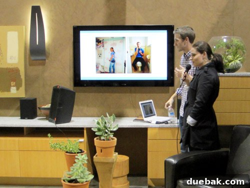 Humorous slide from the blogging seminar featuring personal photos