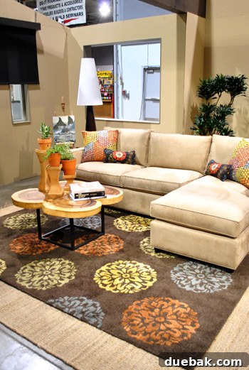 Quatrefoil table made from wood cross-sections in the Smart Home living space