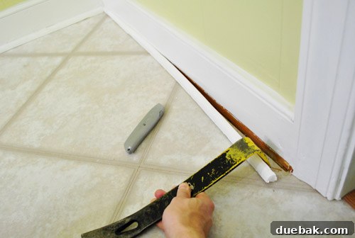 Preparing the room by removing shoe molding