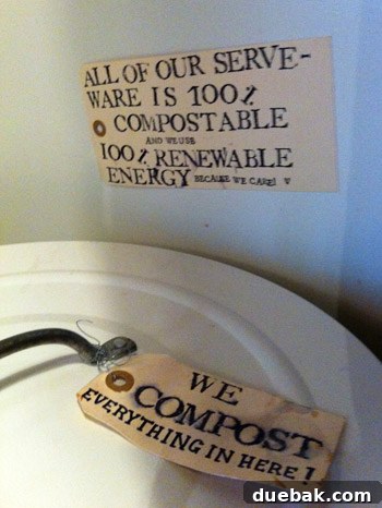 Eco-friendly compost bin at Salt & Straw, highlighting Portland's green values