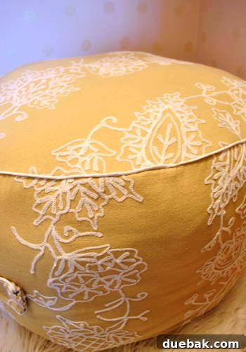 Top view of handmade pouf