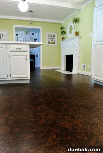Last section of cork floor to be installed - laundry room