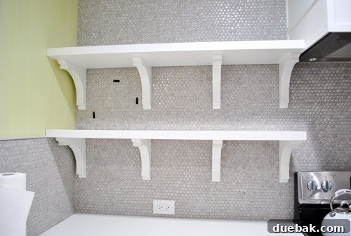 Flawless Penny Tile Repair 4 Clearing the kitchen shelves for bracket adjustment