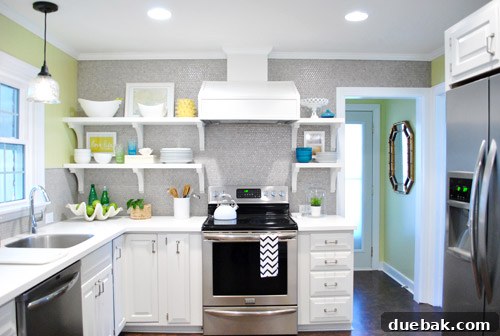 Flawless Penny Tile Repair 10 Completed kitchen shelves after repair