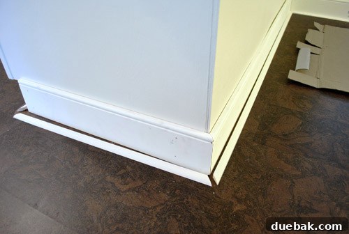 Peninsula with cut shoe molding in place