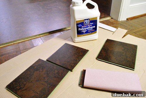 Sample cork pieces for testing polyurethane application