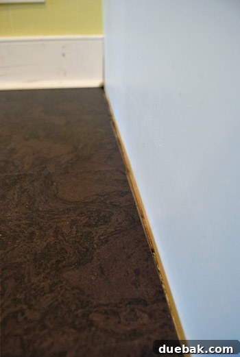 Visible gap before shoe molding installation