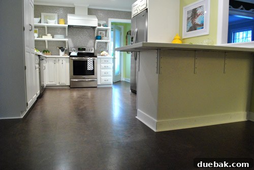 Dog walking on sealed cork kitchen floor, no scratches