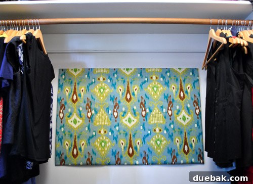 Mounted Fabric Bulletin Board in Closet