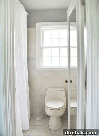 Bathroom Glow-Up on a Budget 14 View of the bathroom from the doorway, showing the overall updated look with the door partially open.