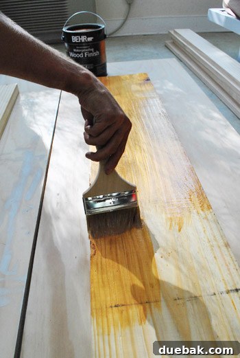 Stained sandbox boards drying