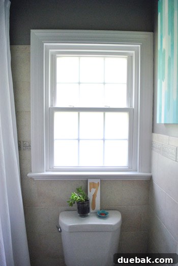 After image of the frosted bathroom window, providing privacy