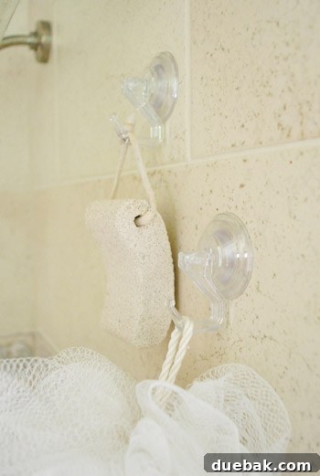 Suction cup hooks for loofahs or other hanging items