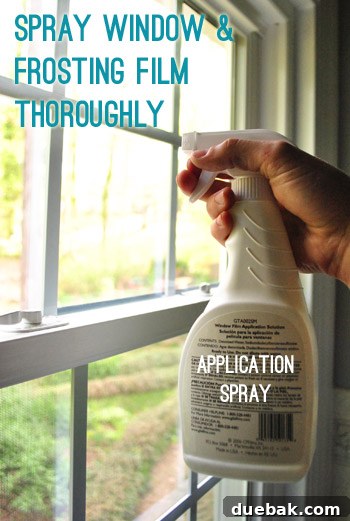 Step 4: Spraying the window with application solution
