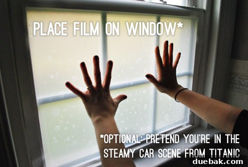 Step 5: Applying the frosting film to the wet window