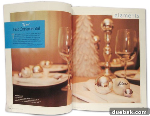 R Home Magazine article spread featuring DIY holiday decor ideas