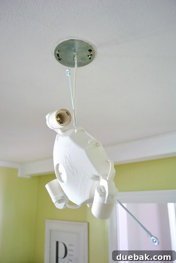 New Alang light fixture wired up and ready for mounting