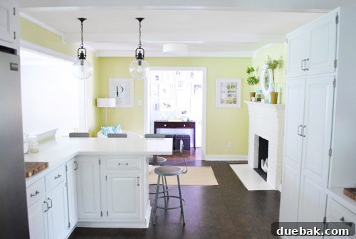 Alang light fixture off, viewed from the kitchen